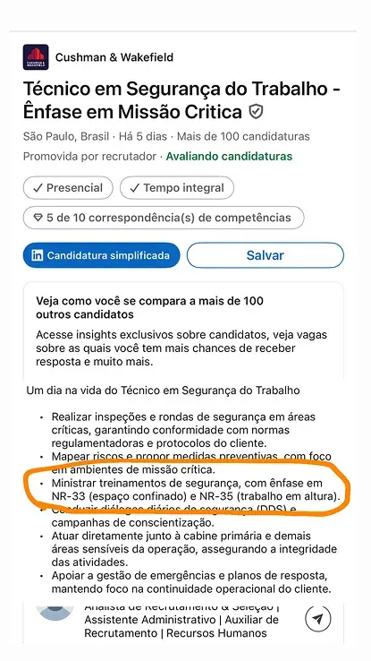 Contratação de Treinamento NR 35 - Alta Demanda